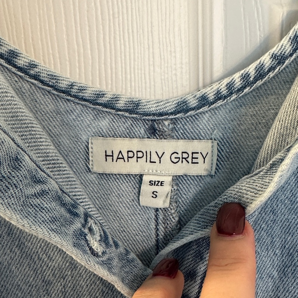 Denim Button-Front Jumpsuit Small - image 2